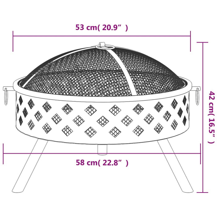 Vatră de foc cu vătrai, 58 cm, oțel, XXL - WALTI WALTI