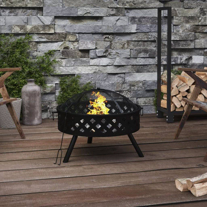Vatră de foc cu vătrai, 58 cm, oțel, XXL - WALTI WALTI