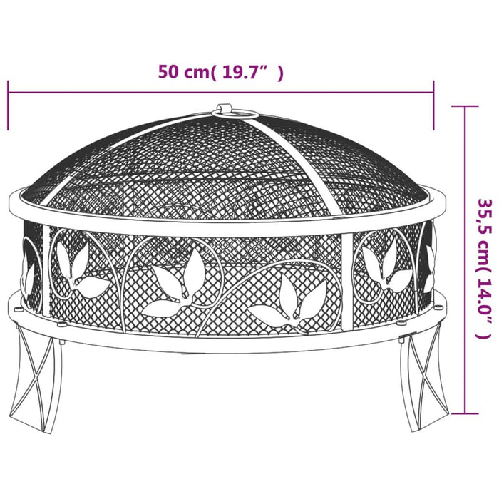Vatră de foc cu vătrai, 50 cm, oțel, XXL - WALTI WALTI