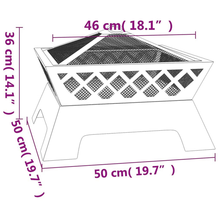 Vatră de foc cu vătrai, 50 cm, oțel, XXL - WALTI WALTI