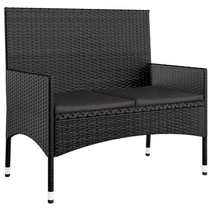 Set mobilier relaxare grădină 4 piese cu perne poliratan negru WALTI