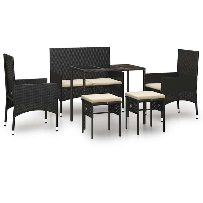 Set mobilier de grădină cu perne, 6 piese, negru, poliratan - WALTI WALTI