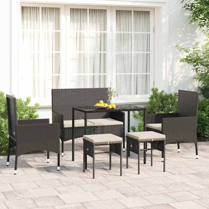 Set mobilier de grădină cu perne, 6 piese, negru, poliratan - WALTI WALTI