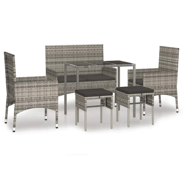 Set mobilier de grădină cu perne, 6 piese, gri, poliratan WALTI