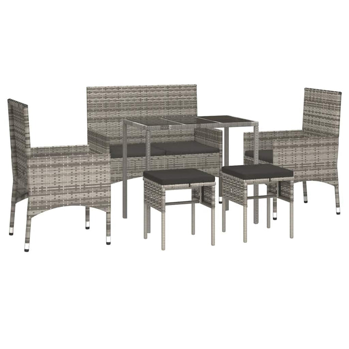 Set mobilier de grădină cu perne, 6 piese, gri, poliratan WALTI