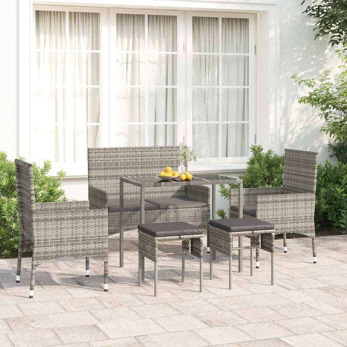 Set mobilier de grădină cu perne, 6 piese, gri, poliratan WALTI