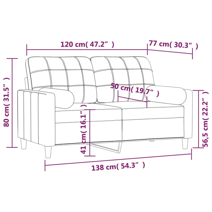 Canapea cu 2 locuri cu perne&pernuțe negru 120 cm textil WALTI