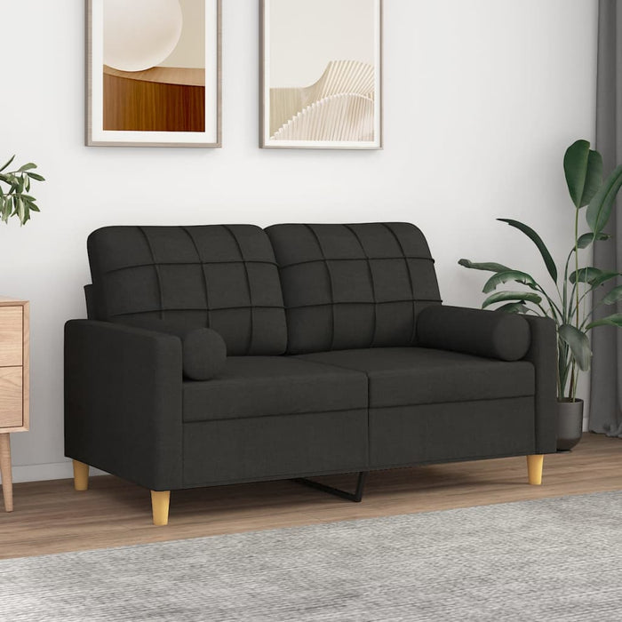 Canapea cu 2 locuri cu perne&pernuțe negru 120 cm textil WALTI