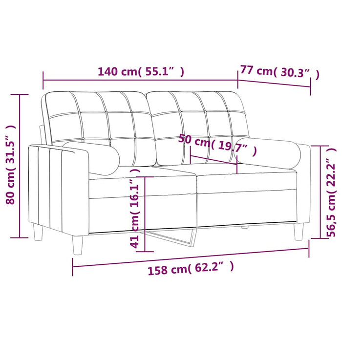 Canapea cu 2 locuri cu perne&pernuțe gri deschis 140 cm textil WALTI