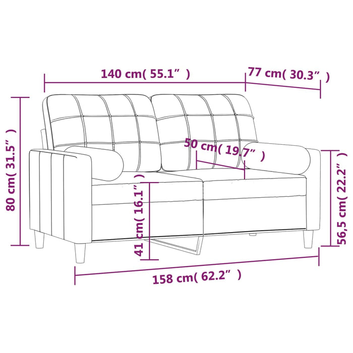 Canapea cu 2 locuri cu perne&pernuțe negru 140 cm textil WALTI