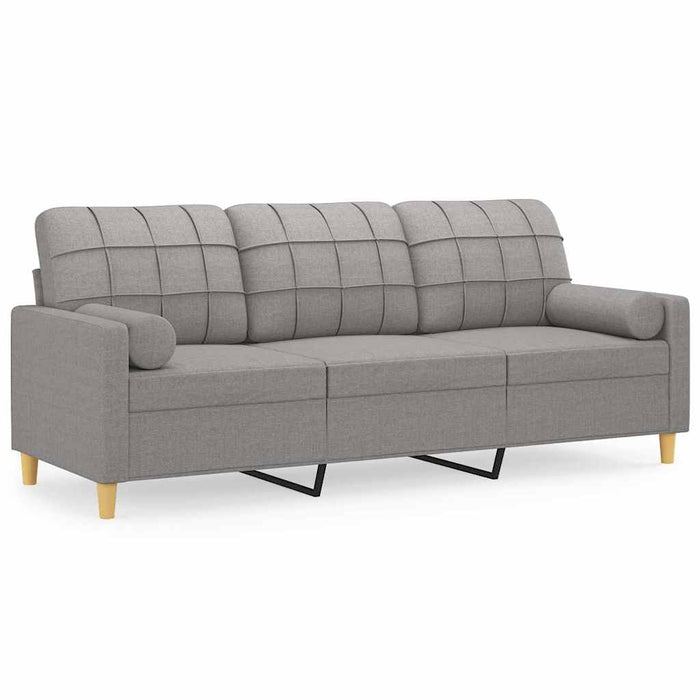 Canapea cu 3 locuri cu perne&pernuțe gri deschis 180 cm textil WALTI