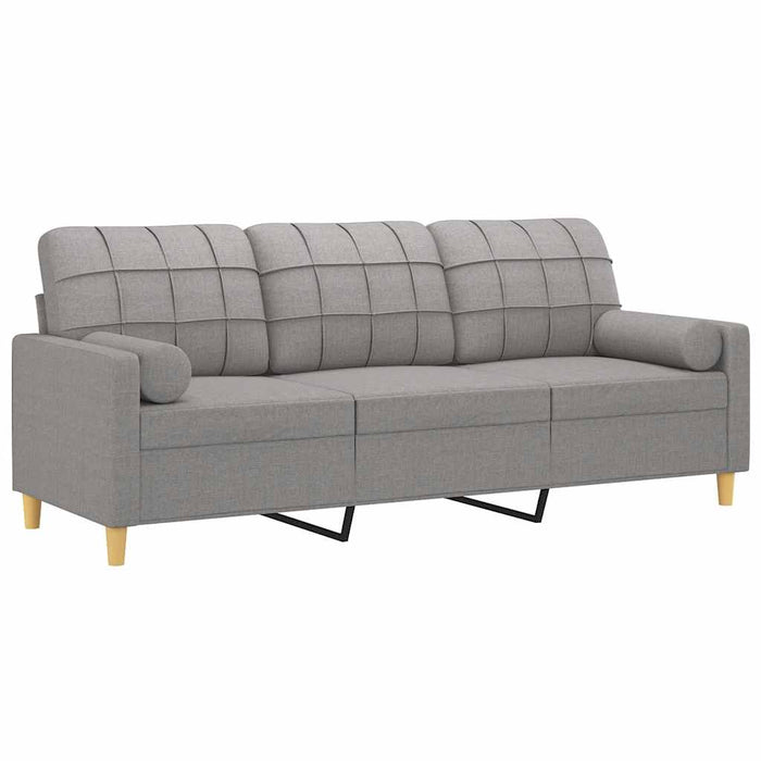Canapea cu 3 locuri cu perne&pernuțe gri deschis 180 cm textil WALTI