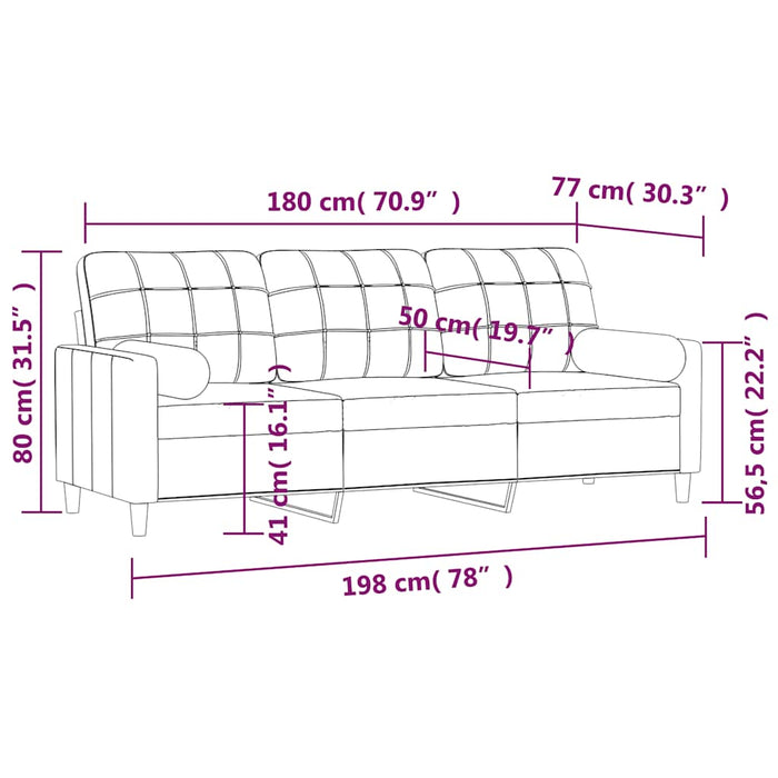 Canapea cu 3 locuri cu perne&pernuțe gri deschis 180 cm textil WALTI
