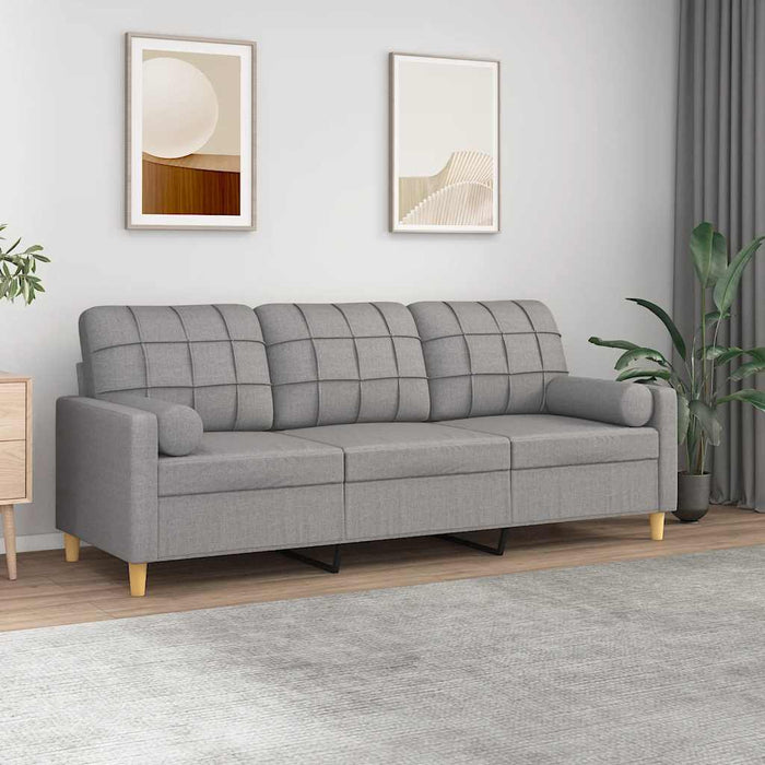 Canapea cu 3 locuri cu perne&pernuțe gri deschis 180 cm textil WALTI