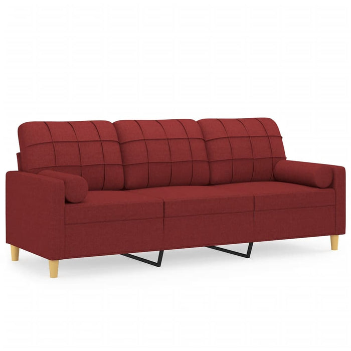 Canapea cu 3 locuri cu perne&pernuțe roșu vin 180 cm textil WALTI