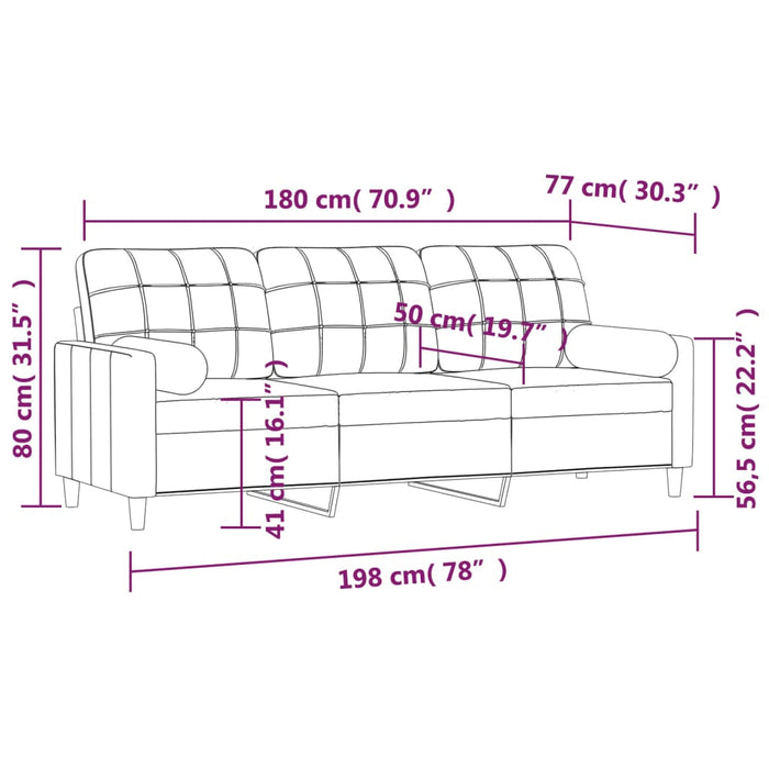 Canapea cu 3 locuri cu perne&pernuțe roșu vin 180 cm textil WALTI