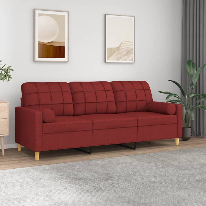 Canapea cu 3 locuri cu perne&pernuțe roșu vin 180 cm textil WALTI