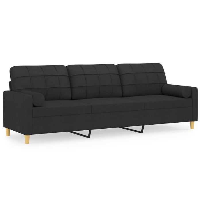 Canapea cu 3 locuri cu perne&pernuțe negru 210 cm textil WALTI