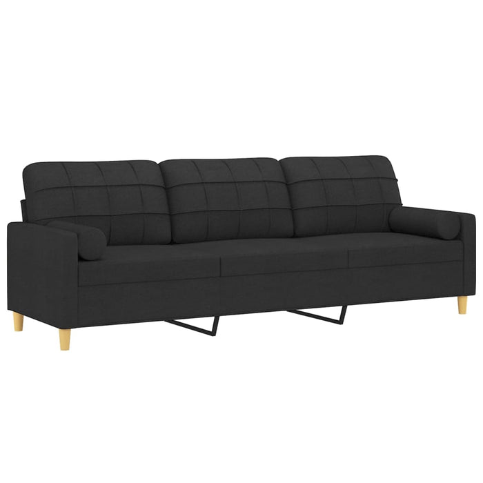 Canapea cu 3 locuri cu perne&pernuțe negru 210 cm textil WALTI