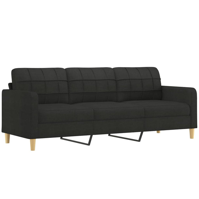 Canapea cu 3 locuri cu perne&pernuțe negru 210 cm textil WALTI