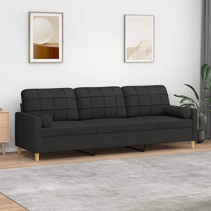 Canapea cu 3 locuri cu perne&pernuțe negru 210 cm textil WALTI