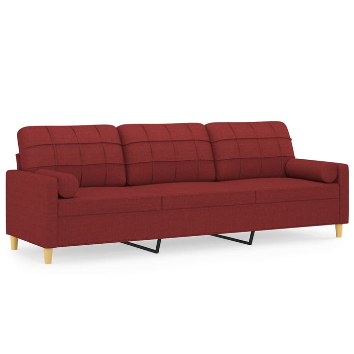 Canapea cu 3 locuri cu perne&pernuțe roșu vin 210 cm textil WALTI