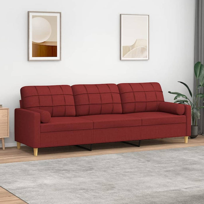 Canapea cu 3 locuri cu perne&pernuțe roșu vin 210 cm textil WALTI