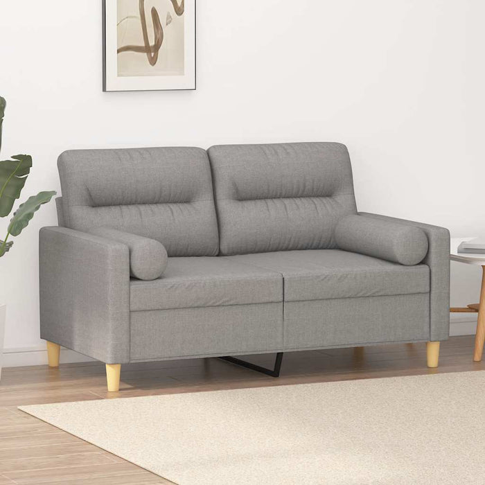 Canapea cu 2 locuri, perne&pernuțe, gri deschis, 120 cm, textil WALTI