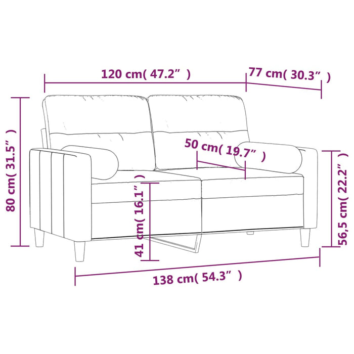 Canapea cu 2 locuri cu perne&pernuțe gri taupe 120 cm textil WALTI