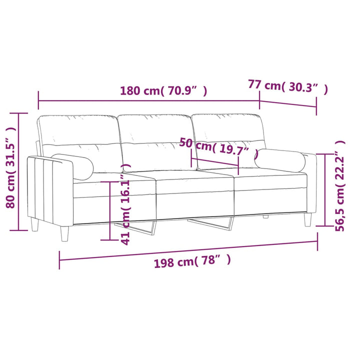 Canapea 3 locuri cu perne&pernuțe galben deschis 180 cm textil WALTI