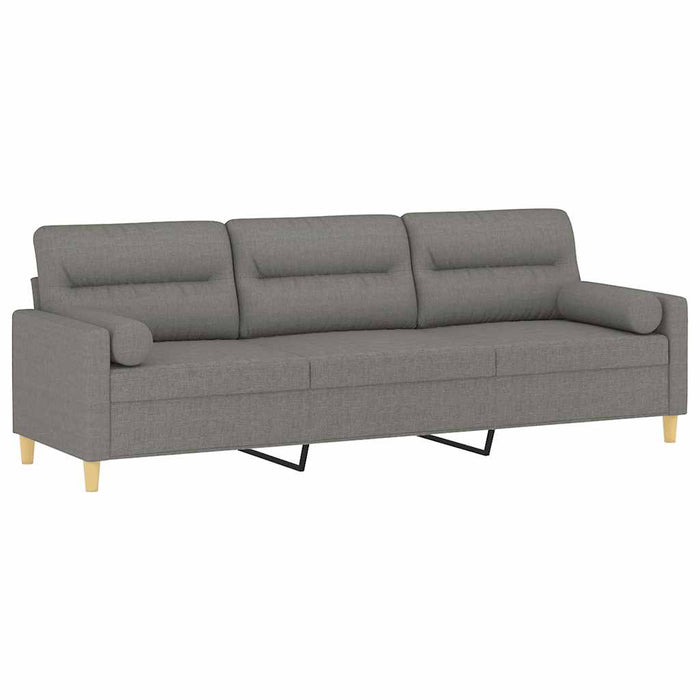 Canapea cu 3 locuri cu perne&pernuțe gri închis 210 cm textil WALTI