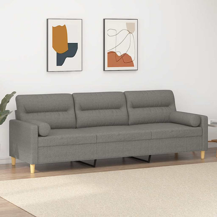 Canapea cu 3 locuri cu perne&pernuțe gri închis 210 cm textil WALTI
