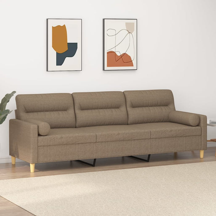 Canapea cu 3 locuri cu perne&pernuțe gri taupe 210 cm textil WALTI