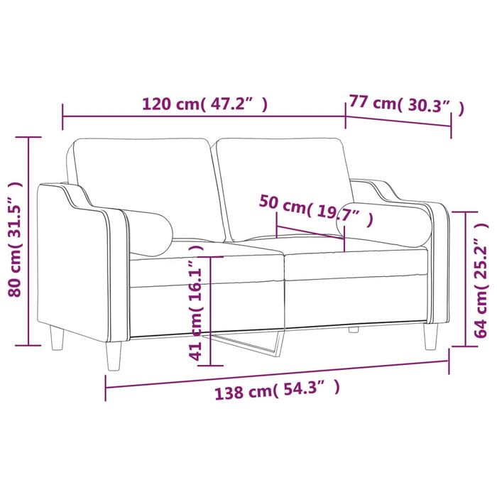 Canapea cu 2 locuri cu perne&pernuțe gri închis 120 cm textil WALTI