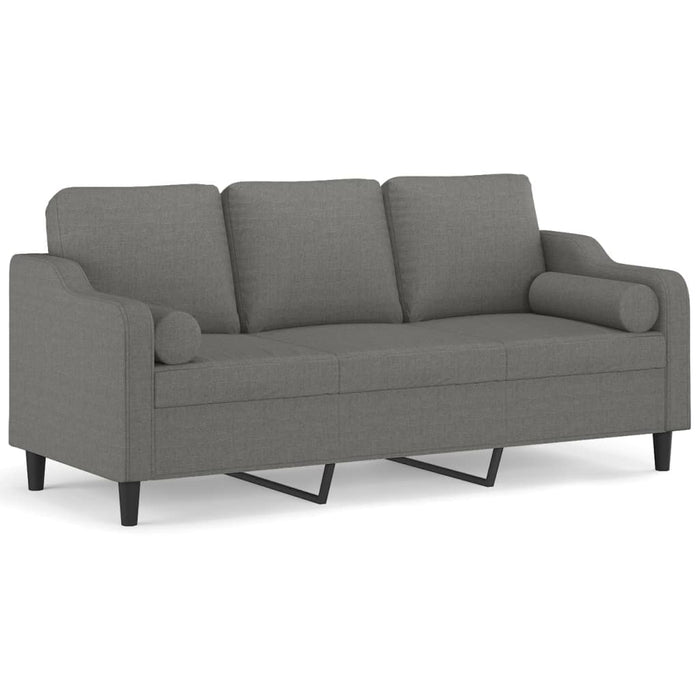 Canapea cu 3 locuri cu perne&pernuțe gri închis 180 cm textil WALTI
