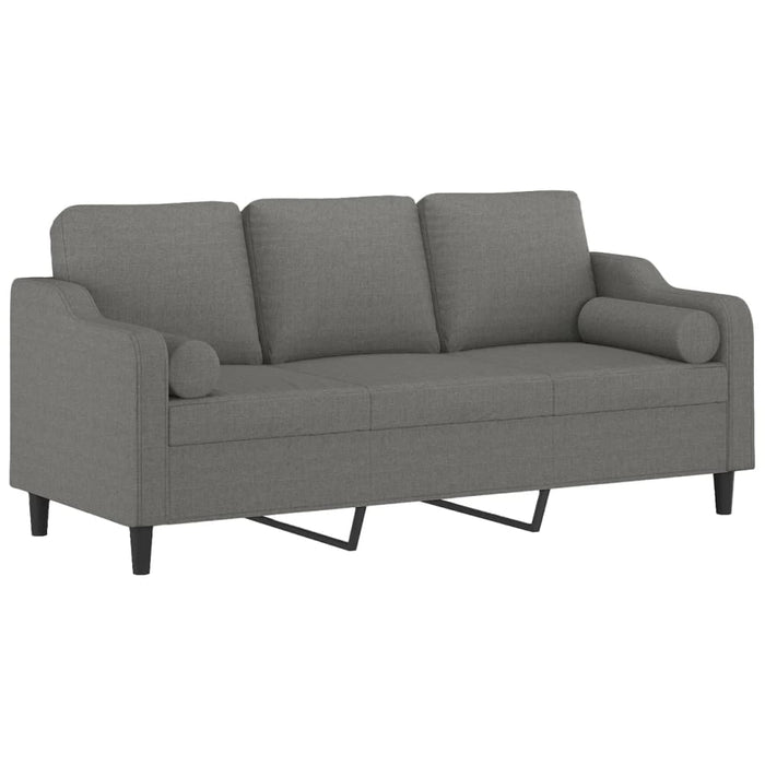 Canapea cu 3 locuri cu perne&pernuțe gri închis 180 cm textil WALTI