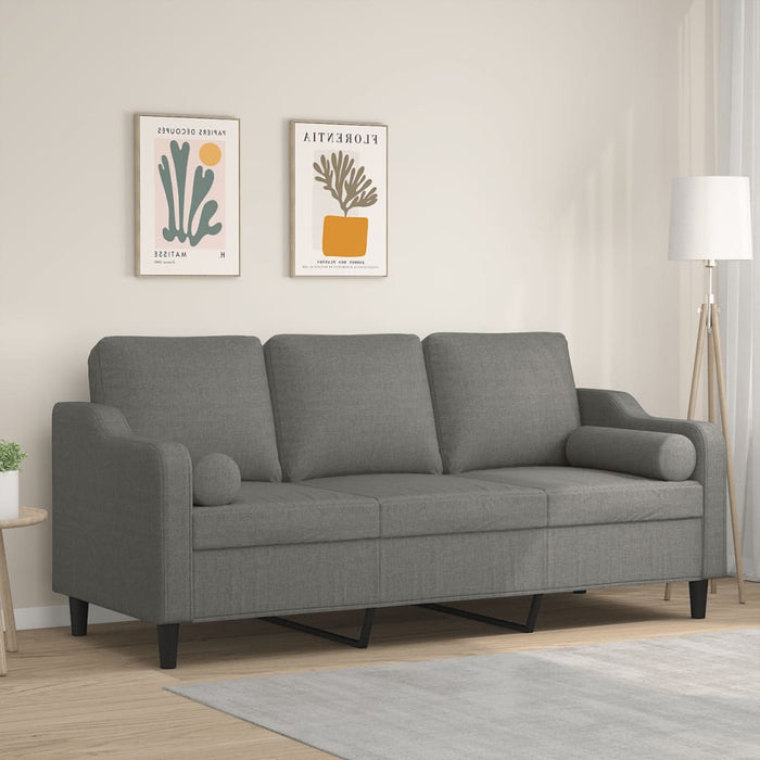Canapea cu 3 locuri cu perne&pernuțe gri închis 180 cm textil WALTI