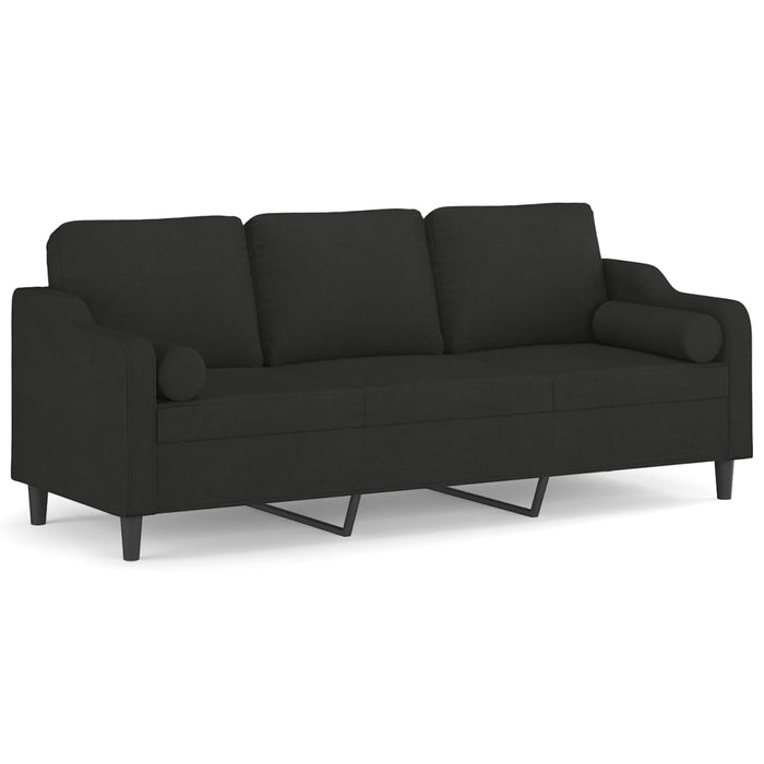 Canapea cu 3 locuri cu perne&pernuțe negru 210 cm textil WALTI