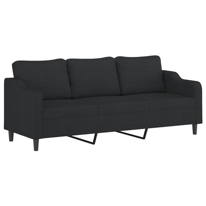 Canapea cu 3 locuri cu perne&pernuțe negru 210 cm textil WALTI