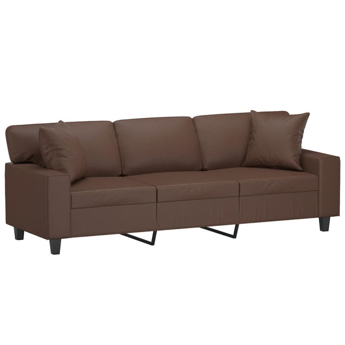 Canapea cu 3 locuri, perne&pernuțe maro 180 cm piele ecologică WALTI