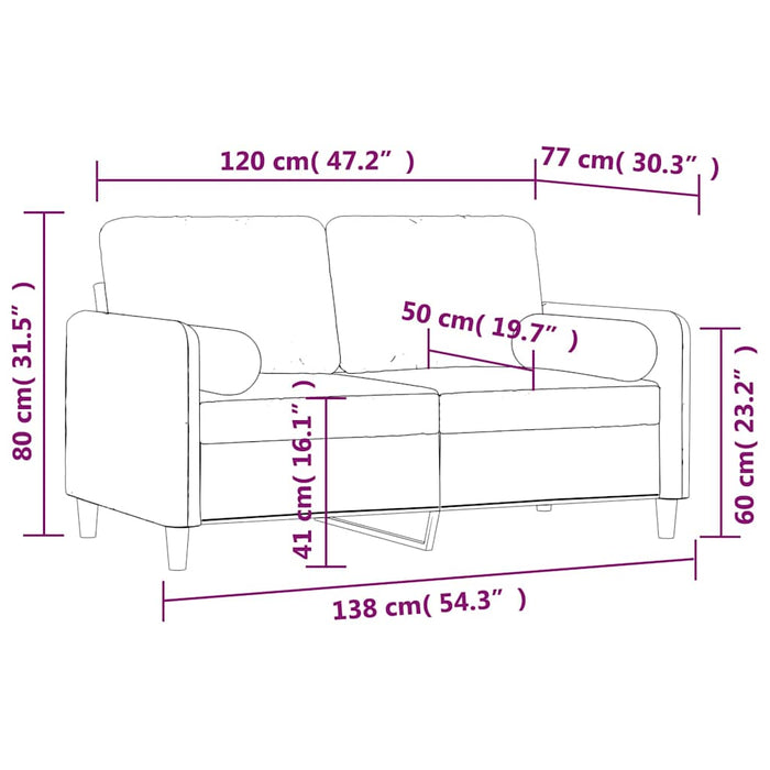 Canapea cu 2 locuri cu perne&pernuțe gri închis 120 cm textil WALTI
