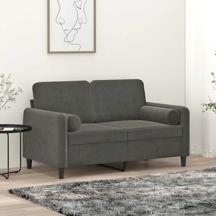 Canapea cu 2 locuri cu perne&pernuțe gri închis 120 cm textil WALTI