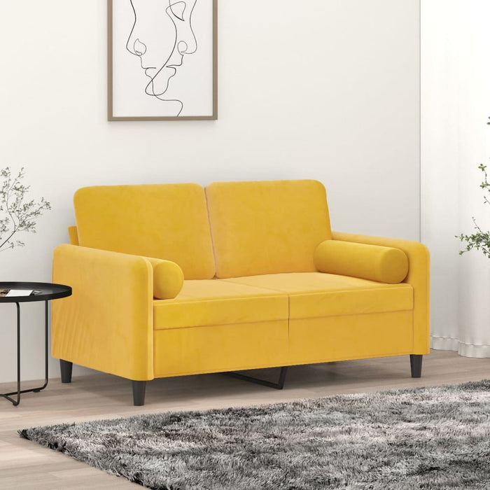 Canapea 2 locuri cu perne&pernuțe galben deschis 120 cm catifea WALTI