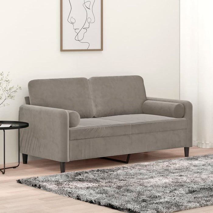 Canapea cu 2 locuri cu perne&pernuțe gri deschis 140 cm catifea - WALTI WALTI