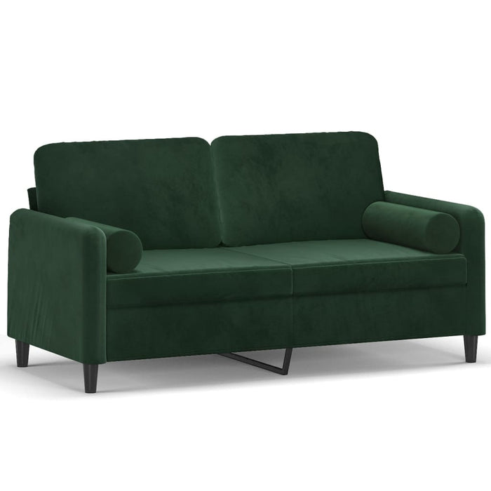 Canapea 2 locuri cu perne&pernuțe verde închis, 140 cm, catifea WALTI