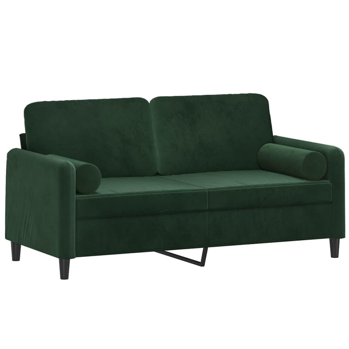 Canapea 2 locuri cu perne&pernuțe verde închis, 140 cm, catifea WALTI