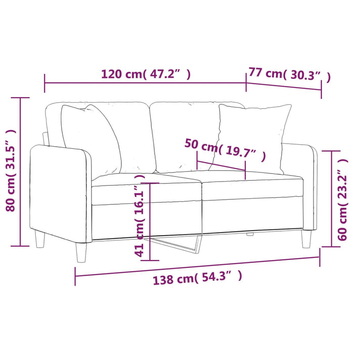 Canapea cu 2 locuri cu perne&pernuțe crem 120 cm textil WALTI