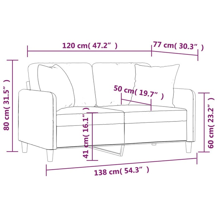 Canapea 2 locuri cu perne&pernuțe galben deschis 120 cm textil WALTI