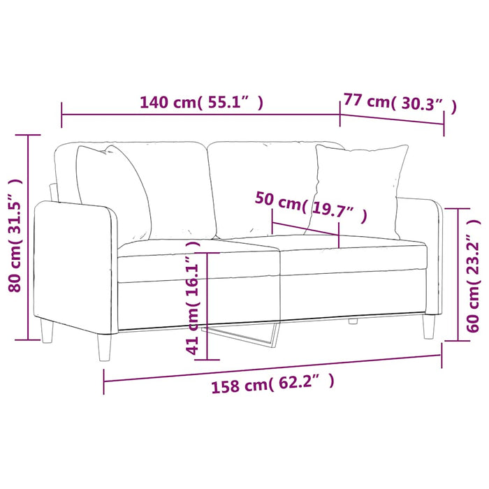 Canapea cu 2 locuri cu perne&pernuțe gri închis 140 cm textil WALTI