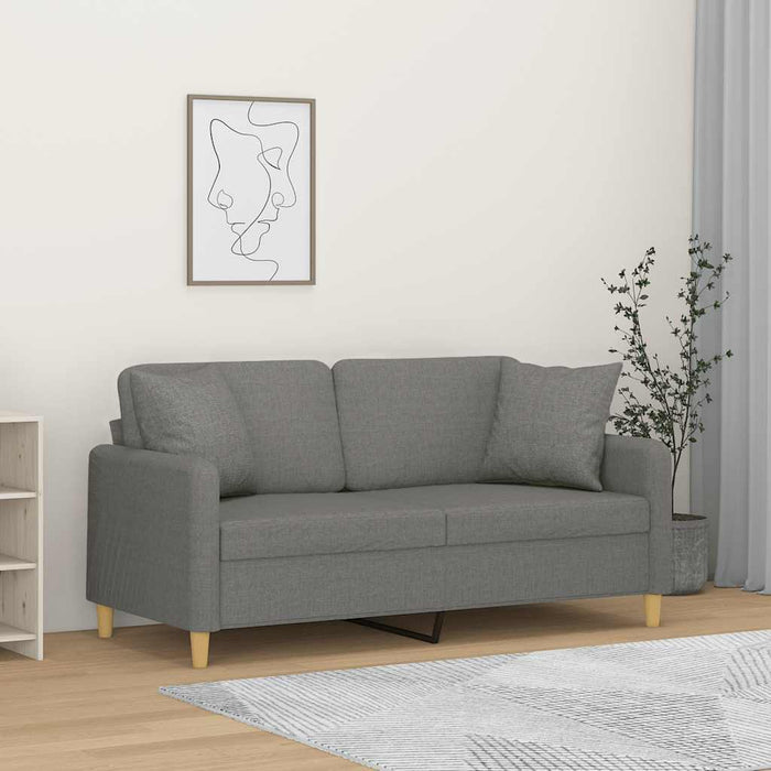 Canapea cu 2 locuri cu perne&pernuțe gri închis 140 cm textil WALTI